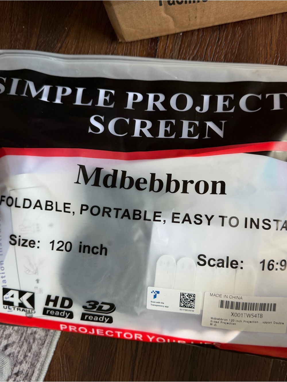 120 inch Simple Projector Screen - White with Black Trim